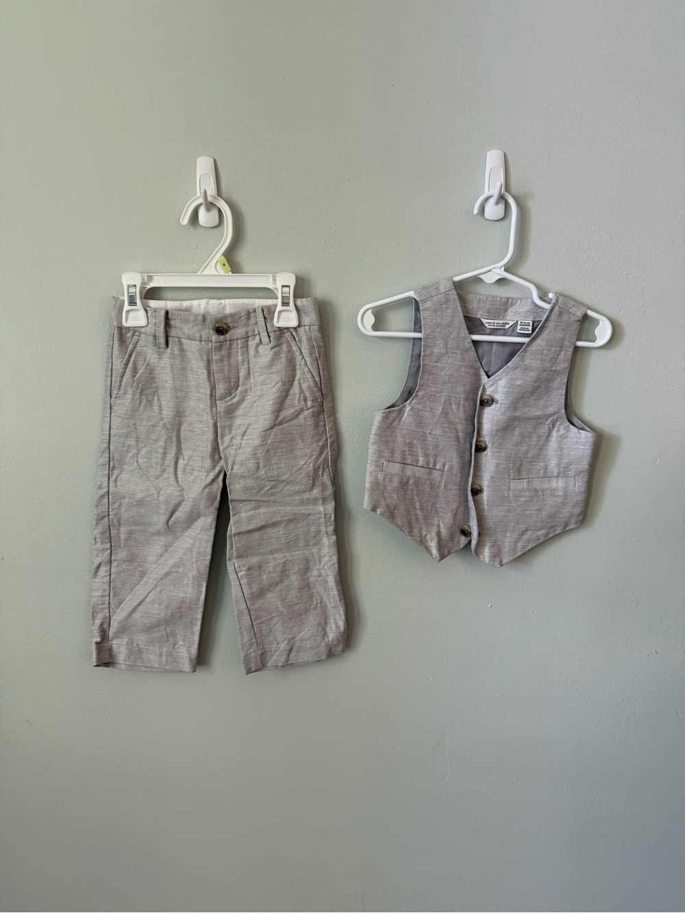 Janie and Jack Light Gray Linen-Blend Vest and Pants Set